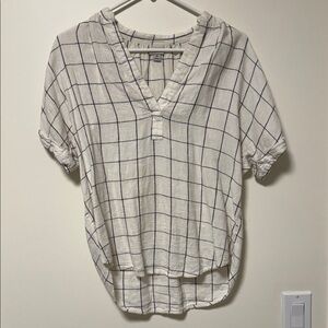 A New Day Target Plaid V-Neck Women's Top - Cream and Black